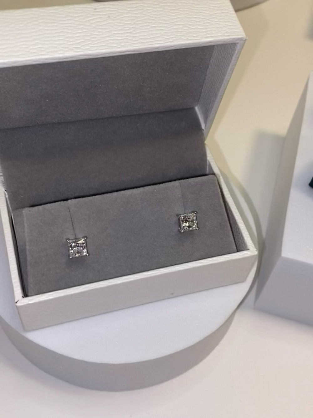 Princess Cut Silver Stud Earrings - Moissanite
